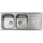 Кухонна мийка на дві чаші з сушкою  CM SPA Pizzica 11397 нержавіюча сталь мікродекор scratch-resistant, ліва