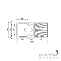 Кухонная мойка на полторы чаши с сушкой CM SPA Cometa 114X5 нержавеющая сталь микродекор, левая