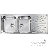 Кухонна мийка на дві чаші з сушкою  CM SPA Cometa 114X7 нержавіюча сталь мікродекор, ліва
