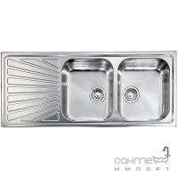 Кухонна мийка на дві чаші з сушкою  CM SPA Cometa 114X7 нержавіюча сталь мікродекор, права