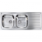 Кухонная мойка на две чаши с сушкой CM SPA Siros 10437 нержавеющая сталь матовая, левая