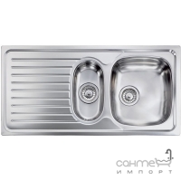 Кухонна мийка на півтори чаші CM SPA Siros 10445 нержавіюча сталь полірована, чаша праворуч