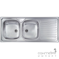 Кухонна мийка на дві чаші з сушкою  CM SPA Mondial 115Х7 нержавіюча сталь, ліва