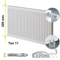Стальной панельный радиатор Kermi Тип-11 FTV-нижнее подключение H 300x61 мм 