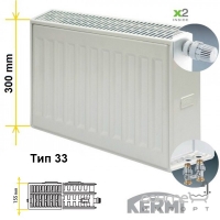 Стальной панельный радиатор Kermi Тип-33 FTV-нижнее подключение H 300x155 мм