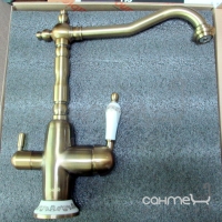 Комбинированный кухонный смеситель Fabiano FKM 31.4 Brass-Antique Латунь