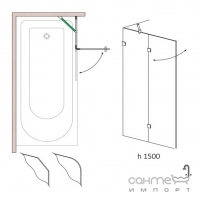 Шторка для ванны с неподвижным сегментом Liberta Sparta 1400 профиль хром