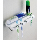 Полиця з тримачем для зубних щіток та двома гачками Yacore FAB F30610WH хром/білий пластик