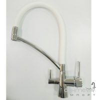 Змішувач для кухні з гнучким виливом для фільтрованої води Fabiano FKM-31.10 Chrome White хром/білий