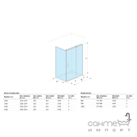 Боковая стенка 100х195 Excellent Mazo KAEX.3006.1010.1000.LP профиль хром, стекло закаленное прозрачное