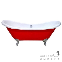 Окрема акрилова ванна на левових лапах колір на вибір з переливом Atlantis C-3140 червона