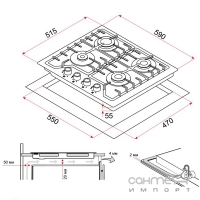 Варочная поверхность газовая Perfelli Grana HGG 61022 BL черное стекло