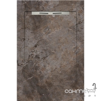Душевой поддон из керамогранита Aquanit с сифоном Slope 90х1350 Gusto Taupe Grey коричневый мрамор