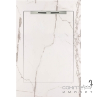 Душевой поддон из керамогранита Aquanit с сифоном Slope 90х1350 Infinity White белый мрамор