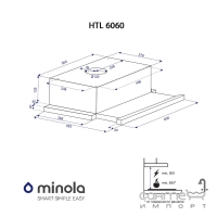 Телескопическая вытяжка Minola HTL 6060 X/XX GLASS 430 нержавеющая сталь/стекло