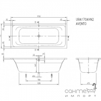 Прямоугольная ванна Villeroy&Boch AVENTO UBA170AVN2V-01 с смесителем для ванны Steinberg 111 1150