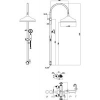 Душевой гарнитур со смесителем термостатическим, душ D 300 мм Fir Melrose 20 (хром и хром/черная керамика)