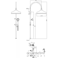 Душевой гарнитур с термостатическим смесителем, душ D 300 мм Fir Melrose 20 (хром и хром/черная керамика)