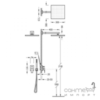 Душевая система скрытого монтажа Tres Cuadro 106980DUM2 хром