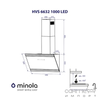 Пристінна витяжка Minola HVS 6632 BL 1000 LED чорна