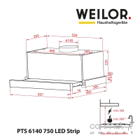 Кухонна витяжка WEILOR PTS 6140 WH 750 LED strip