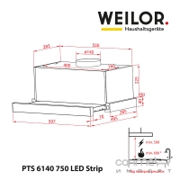 Кухонная вытяжка WEILOR PTS 6140 BL 750 LED strip