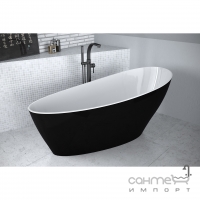 Окремостояча ванна із сифоном Besco Keya 165x70 Black&White