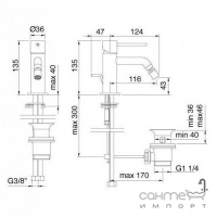 Змішувач для біде з донним клапаном Treemme Up 5720CC хром