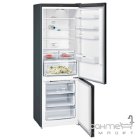 Отдельностоящий двухкамерный холодильник с нижней морозильной камерой Siemens KG49NXX306 черная сталь