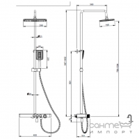 Душевая стойка с смесителем-термостатом Vema Wellness V08232F0202 черный матовый