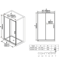 Душові двері розсувні Ravak Blix BLSDP2-100 полір. алюміній/прозоре X0PMA0C00Z1