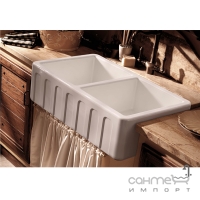 Напіввбудована керамічна кухонна мийка Kerasan Hannah Surrey 5450 біла кераміка