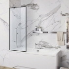 Шторка для ванны Liberta Toscana 700x1500 левосторонняя, профиль черный, прозрачное стекло