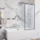 Шторка для ванны Liberta Toscana 700x1500 правосторонняя, профиль черный, прозрачное стекло