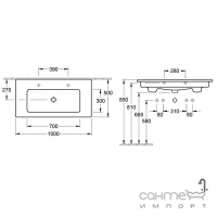 Тумба подвесная c раковиной Villeroy&Boch Venticello 100 A92602DH белый глянец, белые ручки