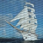 Настенное панно 90х90 (3 шт. по 30х89,5) Kerama Marazzi Майори Структура Обрезной Корабль ALD\A01\3x\13025R