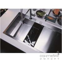 Кухонная мойка Franke Crystal Line CLV 214 127.0306.387 крыло слева, нерж.сталь/черное стекло