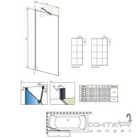 Шторка для ванни Radaway Idea Black PNJ 60 Factory 10001060-54-55 чорний/прозоре скло