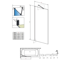 Шторка для ванни Radaway Idea Black PNJ 50 Frame 10001050-54-56 чорний/прозоре скло
