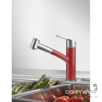 Змішувач для кухні з висувною лійкою Franke Smart 115.0534.219 нікель/червоний ретро