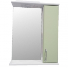 Зеркальный шкафчик правосторонний с LED-подсветкой Николь Стандарт 3-04 55 зеленый/белый