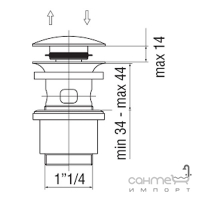 Донный клапан нажимной для раковин без перелива Nobili Rubinetterie AV00110/2CR хром