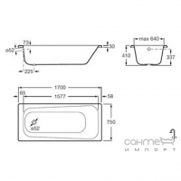 Ванна стальная Roca Body Plus 170 x 75 A237950000