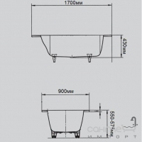 Ванна сталева з каркасом Kaldewei Studio L 828-2 (2228. 4804. 0001) з полістироловою подушкою