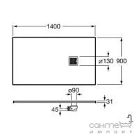 Душовий піддон Roca Terran AP0157838401300 140х90 цемент