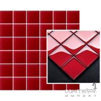 Мозаика стеклянная 29.8x29.8 Paradyz Universal Glass Mosaic (Cube 4,8x4,8) Karmazyn Бордовая