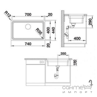 Гранитная кухонная мойка Blanco Etagon 700-U 524270 зеркальная полировка InFino