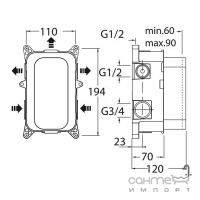 Скрытая внутренняя часть смесителя-термостата на 1,2,3 потребителя M&Z Easy Box 00624210