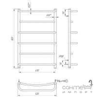 Электрический полотенцесушитель с таймером Mario Люкс НР-IТ 800х530 хром, подключение слева