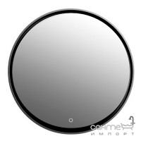 Зеркало с LED-подсветкой iStone Round WD2906-2 black matte рама черный матовый камень